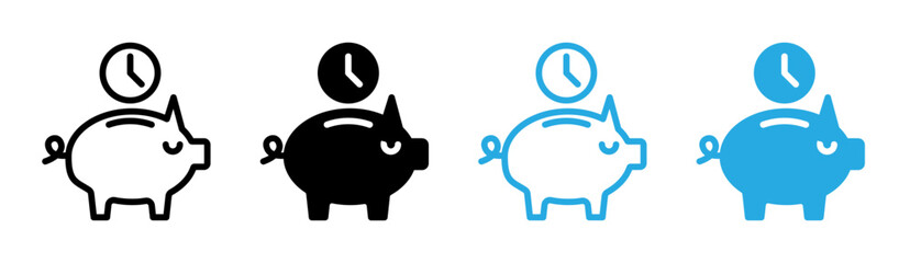 Save time icons collection in black and blue colors