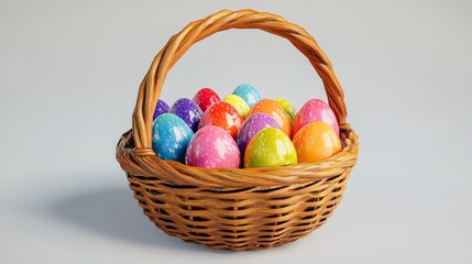 Naklejka premium Colorful easter egg basket with vibrant patterns