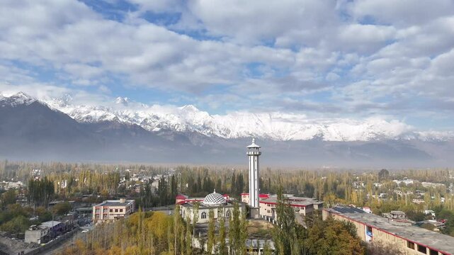 Aerial video over the Autumn area in Northern Pakistan