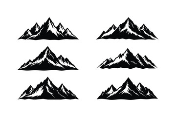 Mountain Vector illustration, Mountain Silhouette set black and white
