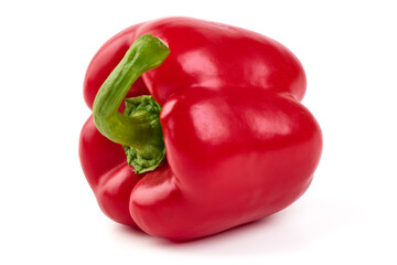 Red ripe bellpeppers, isolated on white background.