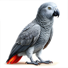 Obraz premium A beautiful grey parrot on white background 