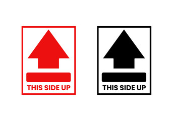 This side up icon, packaging label, fragile cargo warning, package symbols, vector illustration.