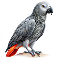Obraz premium A beautiful grey parrot on white background 