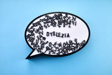 Dyslexia Concept. A speech bubble filled with jumbled letters
