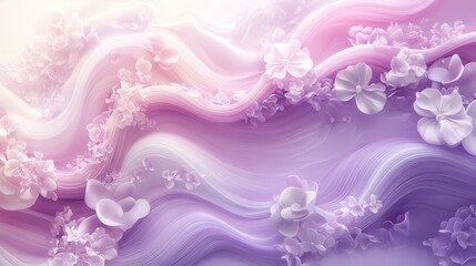 Dynamic pastel wave design with floral accents abstract art uplifting vibes cheerful environment high detail