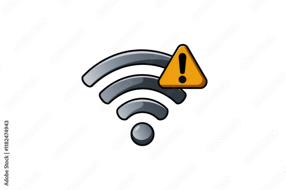 Leinwandbilder Wireless network error warning sign, indicating a problem with internet connectivity. background removed