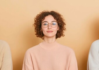 Young Woman in Glasses Against Warm Background