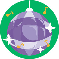 A glimmering disco ball with sparkling facets, suspended in mid-air, radiating colorful reflections.