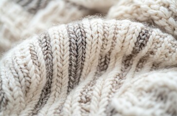 Cozy beige gray knitted textile with detailed patterns