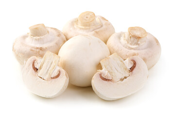 Champignons, close-up, isolated on white background. High resolution image.