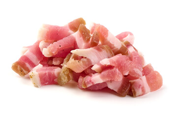 Slices of Bacon, isolated on white background.