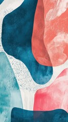 Playful abstract pastel design modern art aesthetic digital artwork teal and coral color scheme vibrant gradients fluid shapes