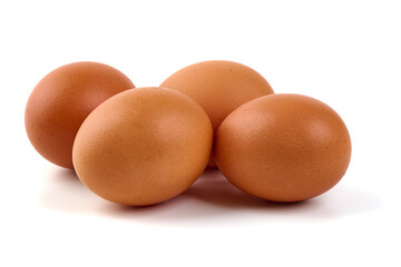 Chicken eggs, isolated on white background.