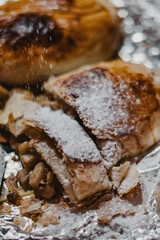apple pie with powdered sugar