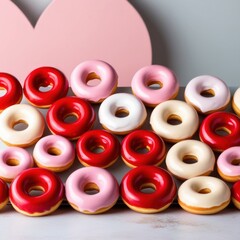 Fototapeta premium Glazed donuts. Donuts lover, Sweet, candy, party shop, birthday party, valentines day, greetings concept