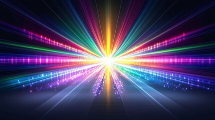 Obraz premium Vibrant Rainbow Light Burst Abstract Background