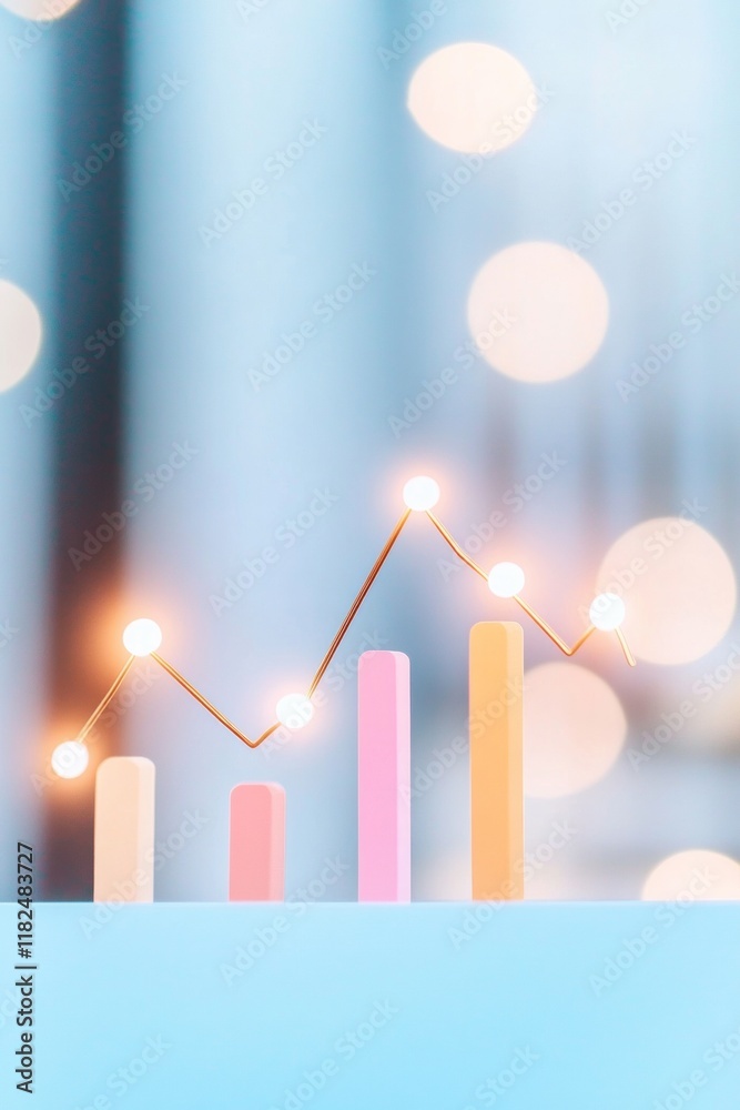 Aufkleber Pastel Financial Graph with Floating Light Data Points Abstract Economic Trends