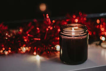 christmas candles on a black background