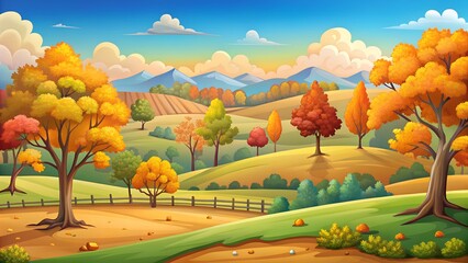 landscape with trees and clouds