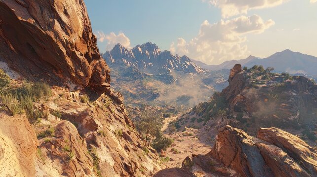 Stunning desert mountain landscape with rocky terrain and clear sky