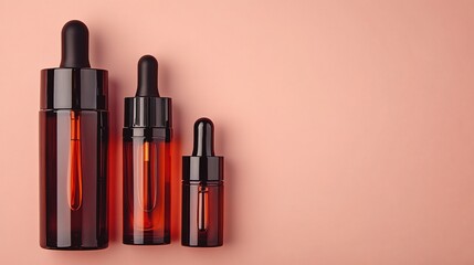 Obraz premium Amber Glass Dropper Bottles Skincare Product Mockup