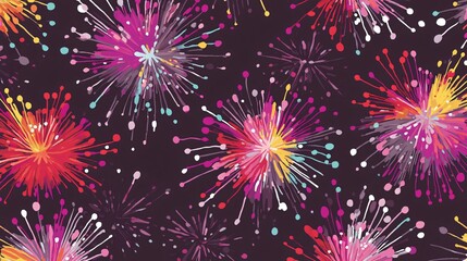 Vibrant Fireworks Burst Abstract Seamless Pattern