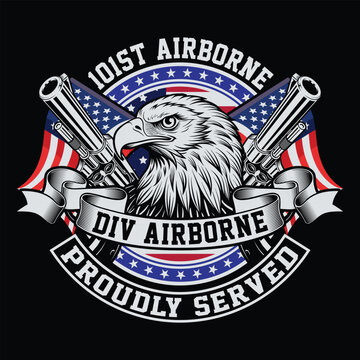 101st Airborne Div Airborne Proudly Served Veteran T-shirt Design