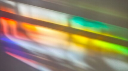 Abstract Rainbow Light Streaks on Wall, Colorful Stained Glass Window Reflections