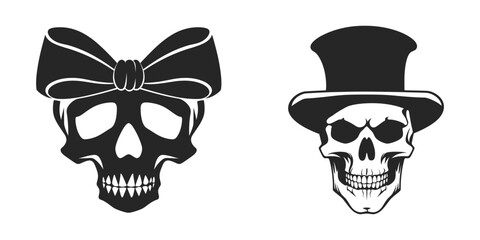 Minimalist Black Skull and Crossbones Vector
