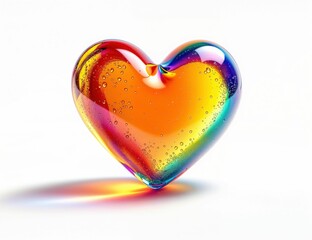 Heart made of glass with rainbow colors