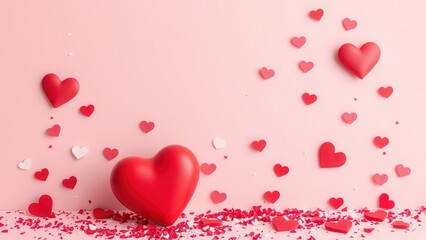 Romantic background with hearts.