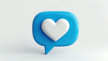 Shiny blue heart symbol on a white background celebrating love and romance