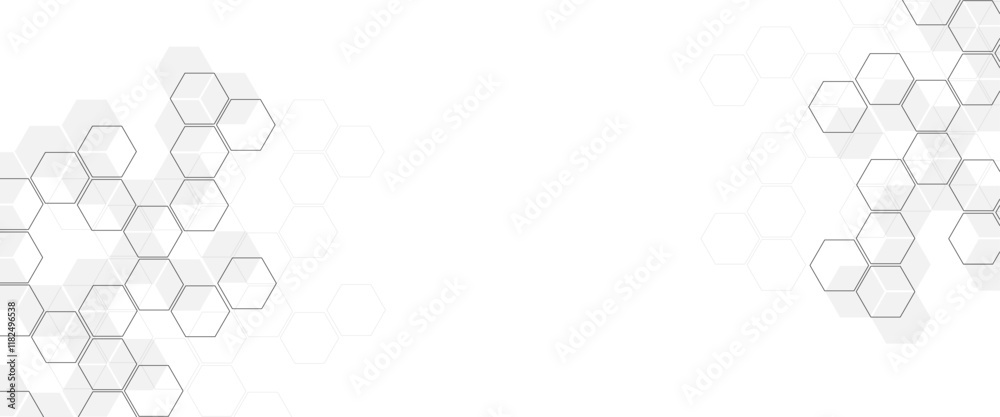 Poster Vector illustration of hexagons pattern. white background hexagon geometric pattern abstract elements design.