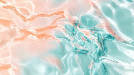 Obraz premium Underwater ripple effects soft teal and light peach textures vibrant water theme high detail