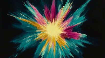 Fototapeta premium Abstract Colorful Explosion Burst Painting Teal Pink Gold