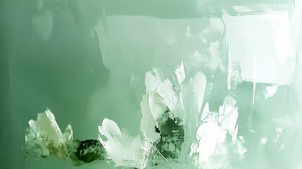 Abstract Green and White Impasto Painting Texture