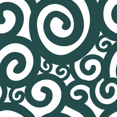 Swirls on white background seamless pattern. hand drawing. Not AI, Vector illustration.