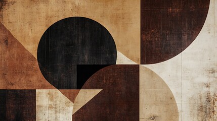 Abstract Geometric Artwork Featuring Earthy Tones and Shapes