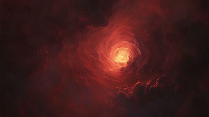 Fiery Vortex Nebula Abstract Art- Swirling Red Clouds and Glowing Core