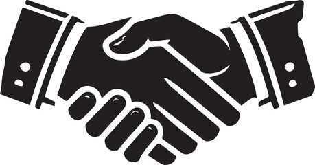 Hand shake vector black and white (symbol of two people meeting and friendship) vectors image of hand shake