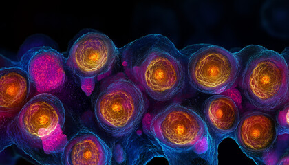 stem cells under a microscope - black backdrop
