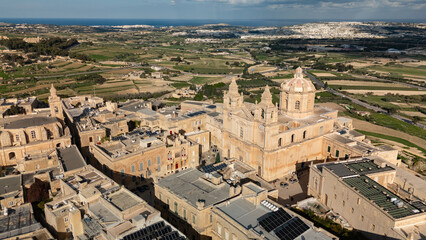 Obraz premium Aerial footage in Malta during winter holidays. 