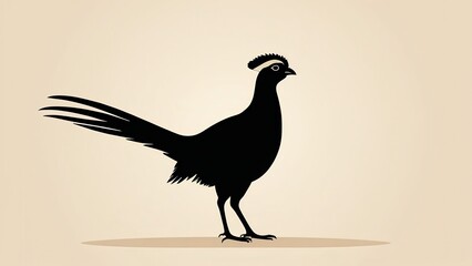 Artistic depiction of a pheasant in silhouette with a slender body and long tail.