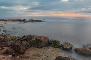 Dawn on the Caribbean coast of Riviera Maya Yucatan Mexico