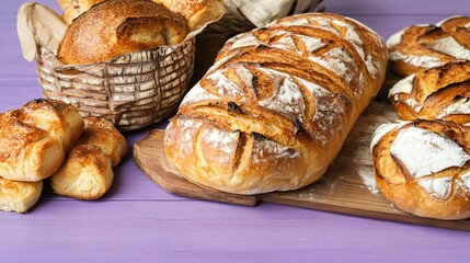 Fototapeta premium Artisan Breads Collection, Crusty Loaves and Rolls