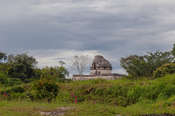 Ancient Mayan ruins at Chichen Itza, Yucatan, Mexico.
Architectural detail of the decoration of a building at the archaeological site of Chichen Itza in Mexico.