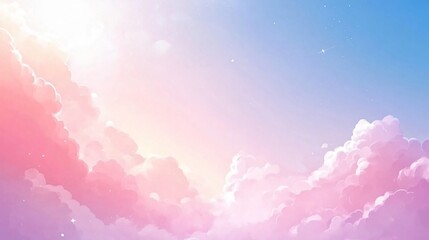 Dreamy Pastel Pink and Blue Sky Cloudscape, Soft Sunrise Fantasy Background