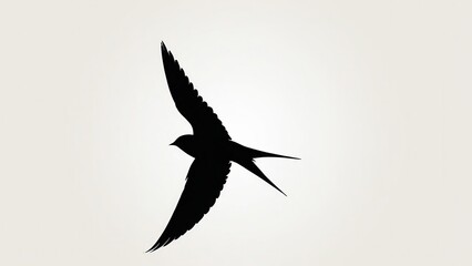 Obraz premium Minimalist swallow silhouette with wide wings and sharp tail, perfect for clean designs.