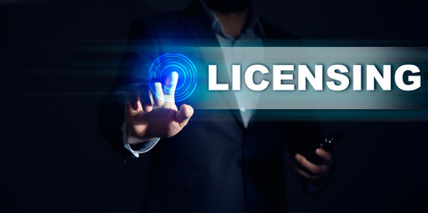 business woman writing application license in phone